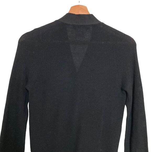 Gretchen Scott Womens XS Black Sweater Cardigan Gold Buttons Side Slits HiLo Hem - Picture 4 of 12